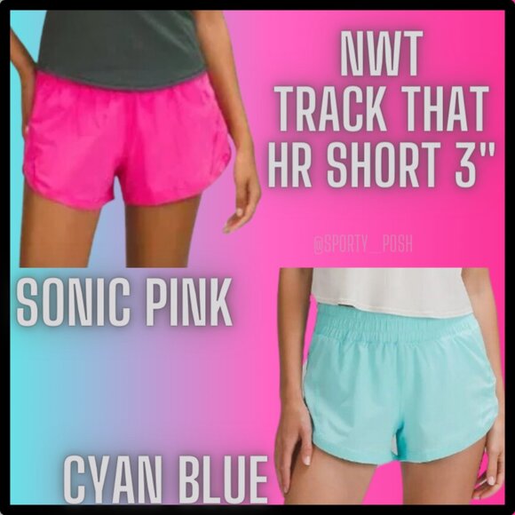 NWT Bundle Sonic Pink & Cyan Blue lululemon Track That HR Short 3" Lined Sz 4